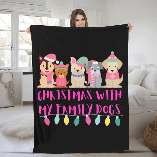 christmas dog lovers mom Fleece Blankets