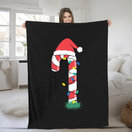 Christmas Candy Cane Santa Xmas Kids Toddler Youth Fleece Blankets