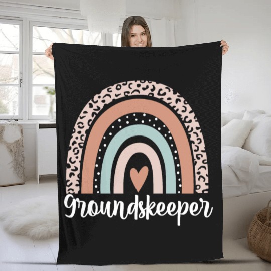 Groundskeeper Rainbow Leopard Funny Groundskeeper Fleece Blankets