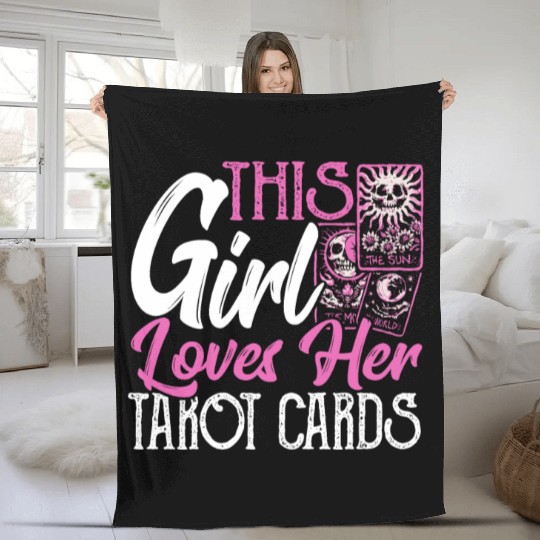 This Girl Loves Her Tarot Cards Tarot Card Reading Fleece Blankets