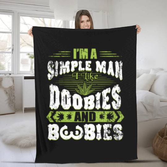 Marijuana Doobies And Boobies Smoking Pot Weed Fleece Blankets