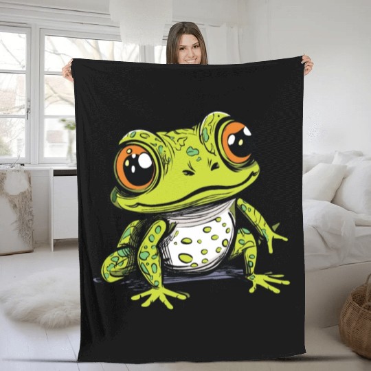 Cute Green Frog Fleece Blankets
