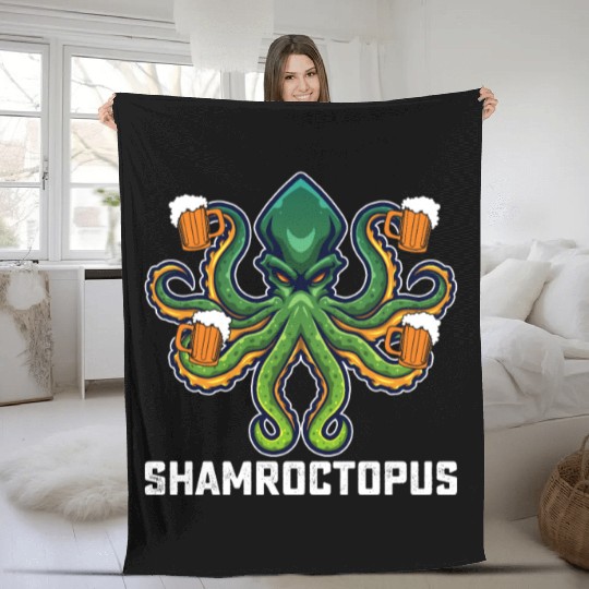 Shamroctopus Octopus Lover St Patrick's Day Fleece Blankets