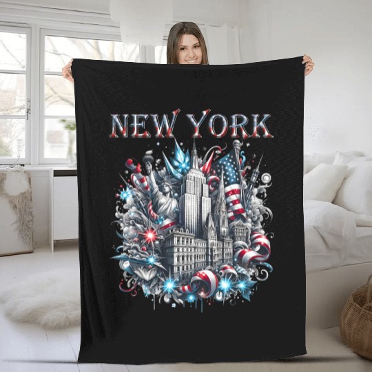 New York Christmas Spirit Fleece Blankets