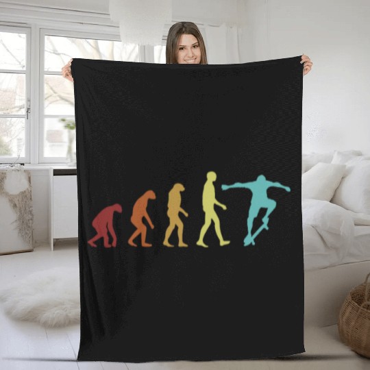 Skateboard Evolution Skaterboy Skateboardkid Fleece Blankets