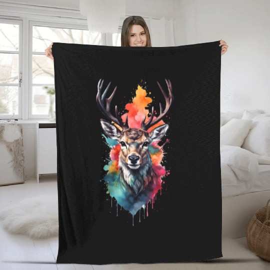 Colorful Swamp Deer Fleece Blankets