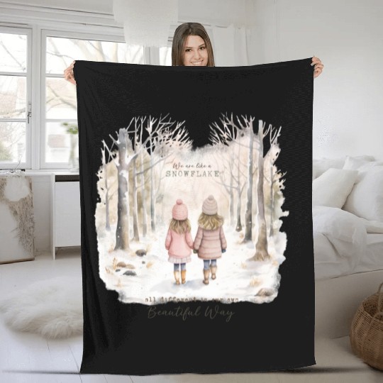 Cute Kids In Winter Wonderland Fleece Blankets