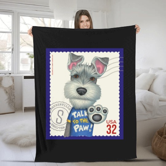Cute Funny Schnauzer Stamp Fleece Blankets