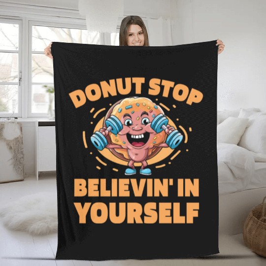 Fitness Donut Funny Donut Gym Fleece Blankets