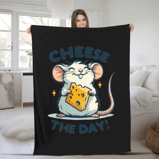 Mouse with cheese Fleece Blankets