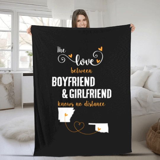 Love Between BF And GF Arkansas To Oklahoma Gift Fleece Blankets