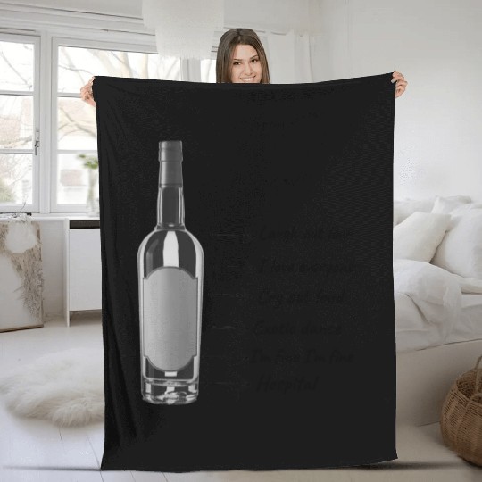 Funny Wine Bottle Synchronic, Drunk Man Diary. Fleece Blankets