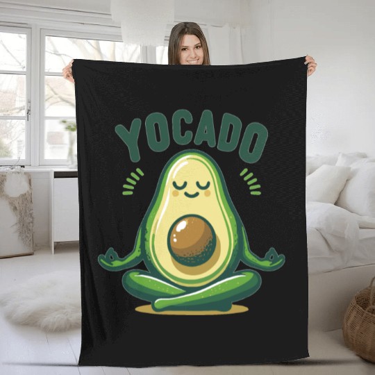 Yocado Peaceful Avocado Fleece Blankets