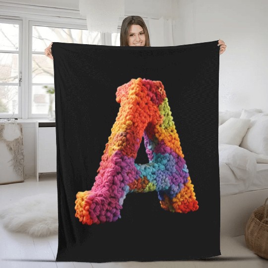 realistic knitted letter "A" Fleece Blankets