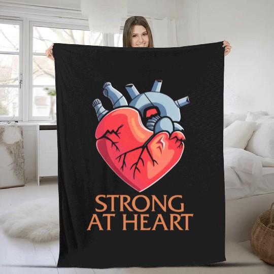 CHD Awareness Fleece Blankets, Strong At Heart Pumping Iron