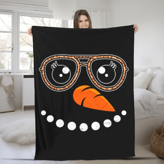 Snowman Wintertime Snow Woman Christmas Market Fleece Blankets