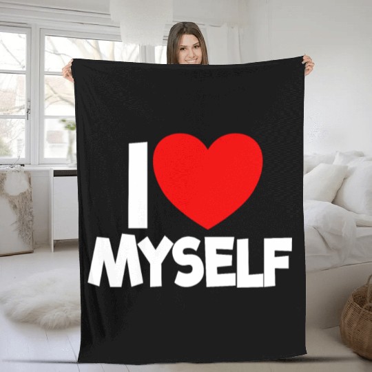I Love Myself Red Heart Self Love Affirmation Fleece Blankets