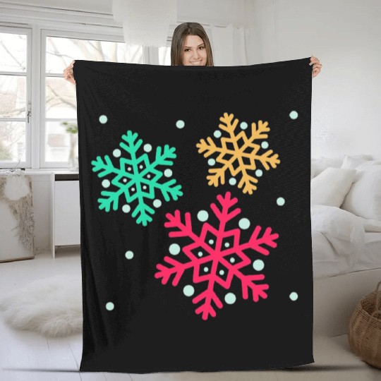 Snowflake, Winter sports Fleece Blankets