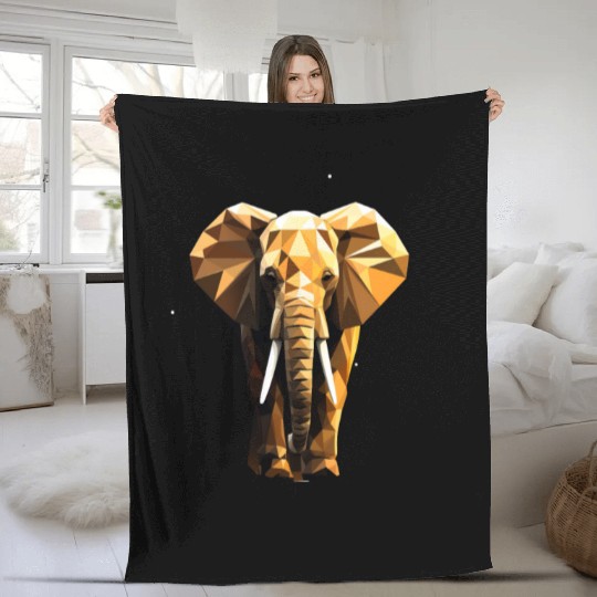 Geometric Style Elephant Fleece Blankets