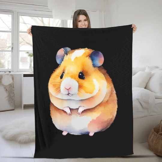 Cute hamster, watercolor, cute animals Fleece Blankets