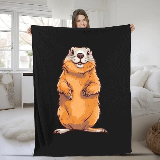 Groundhog Marmot for a Marmot lover groundhog fan Fleece Blankets