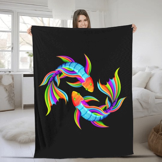 Fish galaxy Fleece Blankets