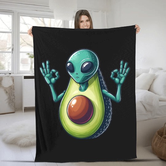 Avocado alien Fleece Blankets