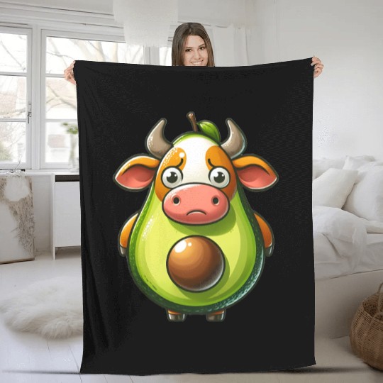 Avocado cow Fleece Blankets