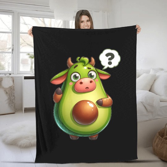 Avocado cow Fleece Blankets