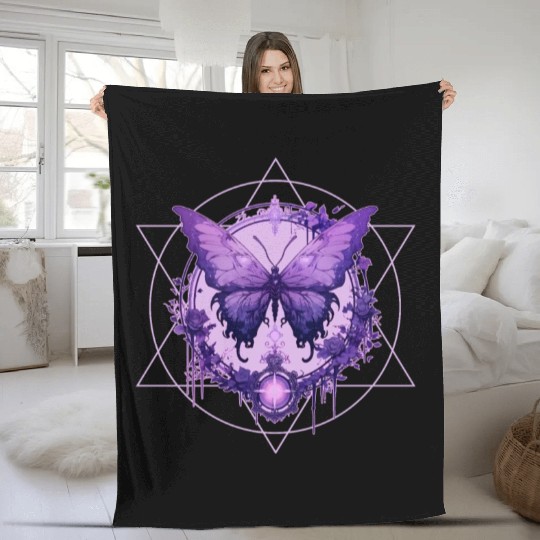 Enchanted Butterfly Witchcraft Fairycore Ethereal Fleece Blankets