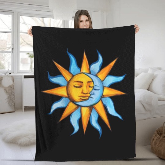 sun moon Fleece Blankets