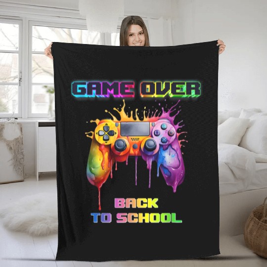 Game Over Back To School First Day School Gaming Fleece Blankets