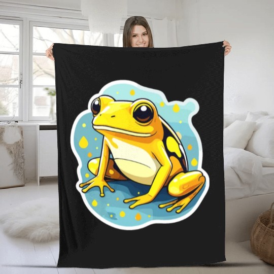 Golden Poison Frog Illustration Fleece Blankets