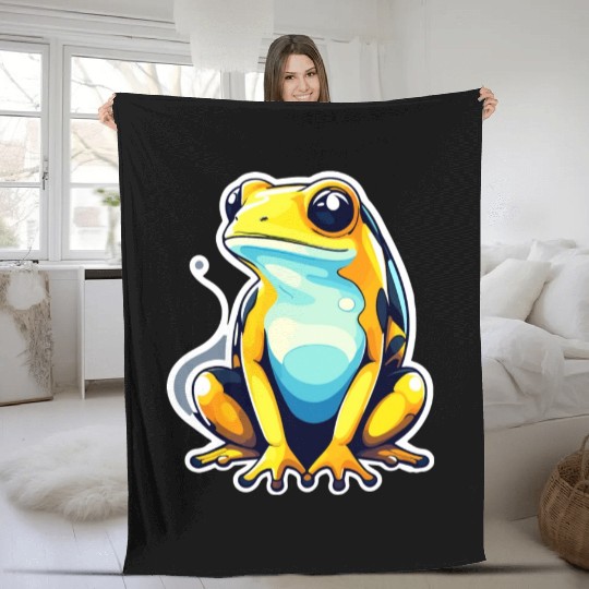 Golden Poison Frog Illustration Fleece Blankets