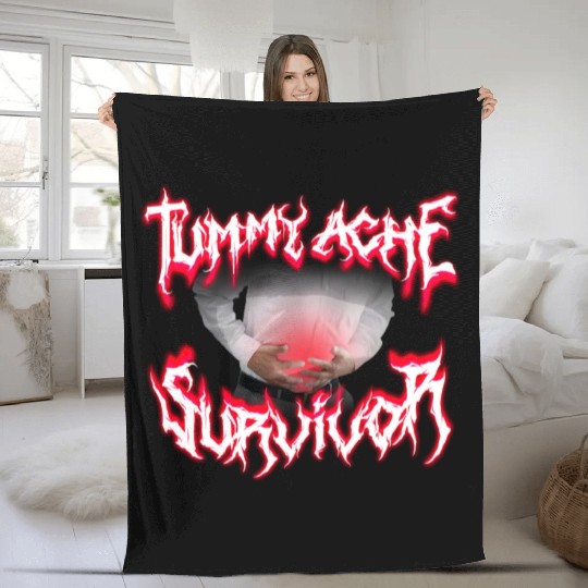 Tummy Ache Survivor Metal Design Fleece Blankets