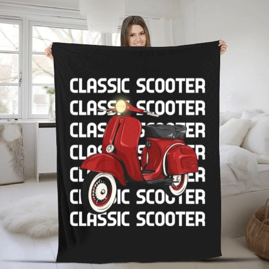Vespa Classic Scooter Fleece Blankets