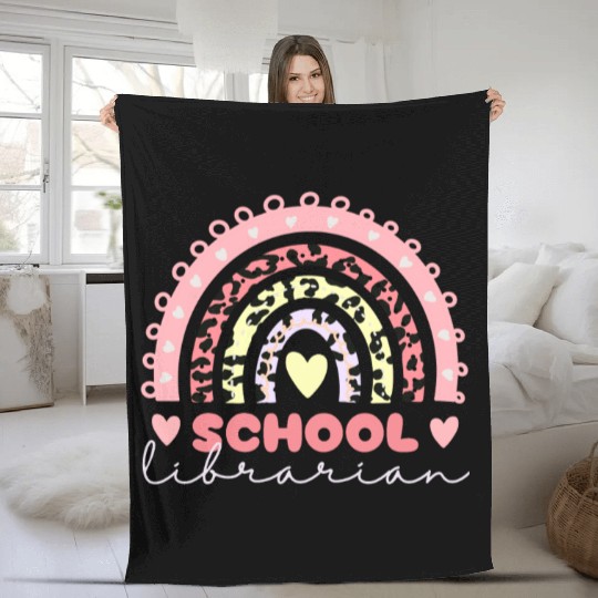 School Librarian Rainbow Fleece Blankets