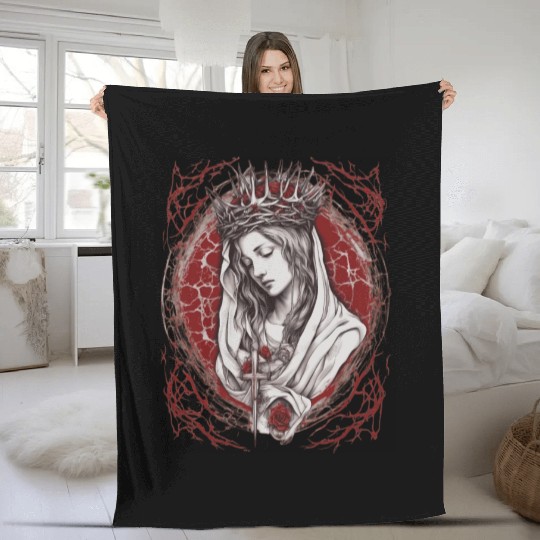 Saint Mary Our Lady Of Grace Fleece Blankets