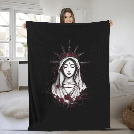 Mary The Blessed Virgin Fleece Blankets