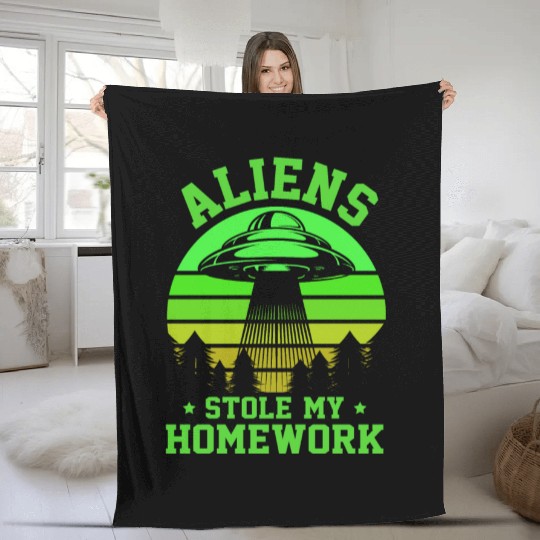 Alien, Aliens, UFO, UAP, Space Unknown Flight Fleece Blankets