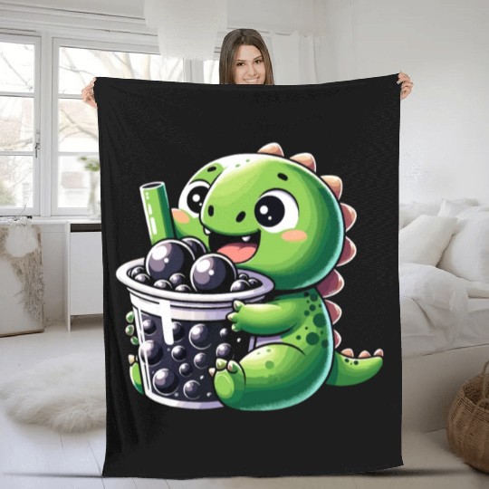 Boba Tea Dragon Kawaii Fleece Blankets