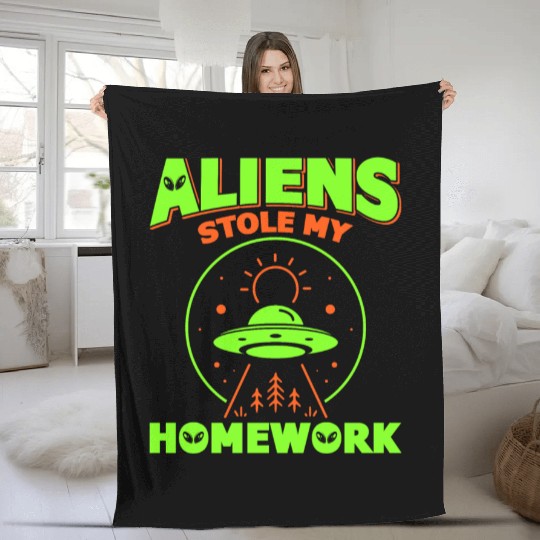 Alien, Aliens, UFO, UAP, Space Unknown Flight Fleece Blankets