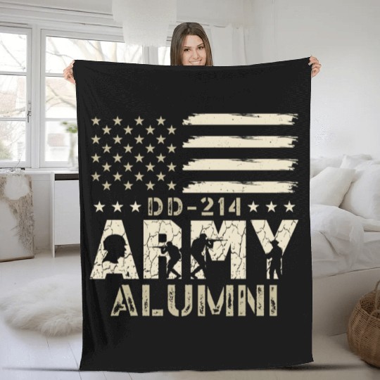 DD-214 Army Alumni Military US Flag Veteran USA Fleece Blankets