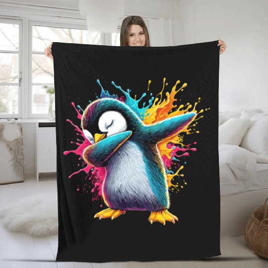 Funny Dabbing Penguin Fleece Blankets for Animal Lovers