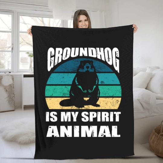 groundhog is my Spirit Animal Fleece Blankets