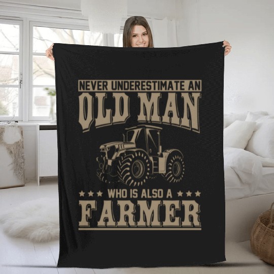 Retired Farmer Old Tractor Farmer Fleece Blankets