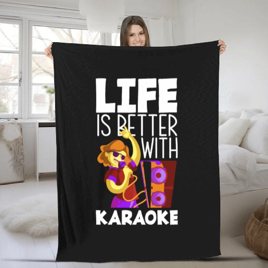 Funny Karaoke Singer Singing Musician Karaoke Gift Fleece Blankets