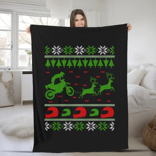 Ugly Motocross Biker Fleece Blankets