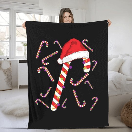xmas lights and candies CANDY cane xmas day Fleece Blankets