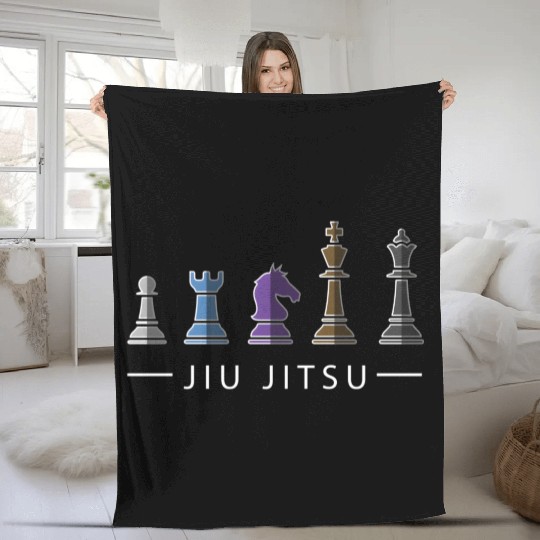 Bjj Brazilian Jiu Jitsu Chess Belt Fighter Mma Fleece Blankets